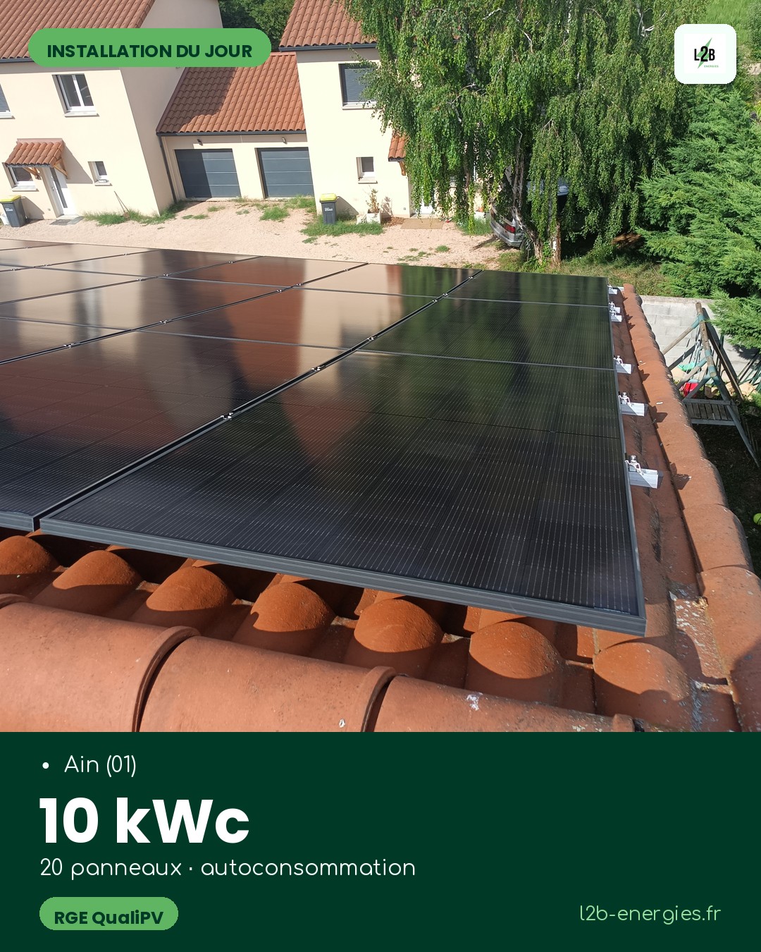 Installation de panneaux solaires 10 kWc dans l'Ain (01)